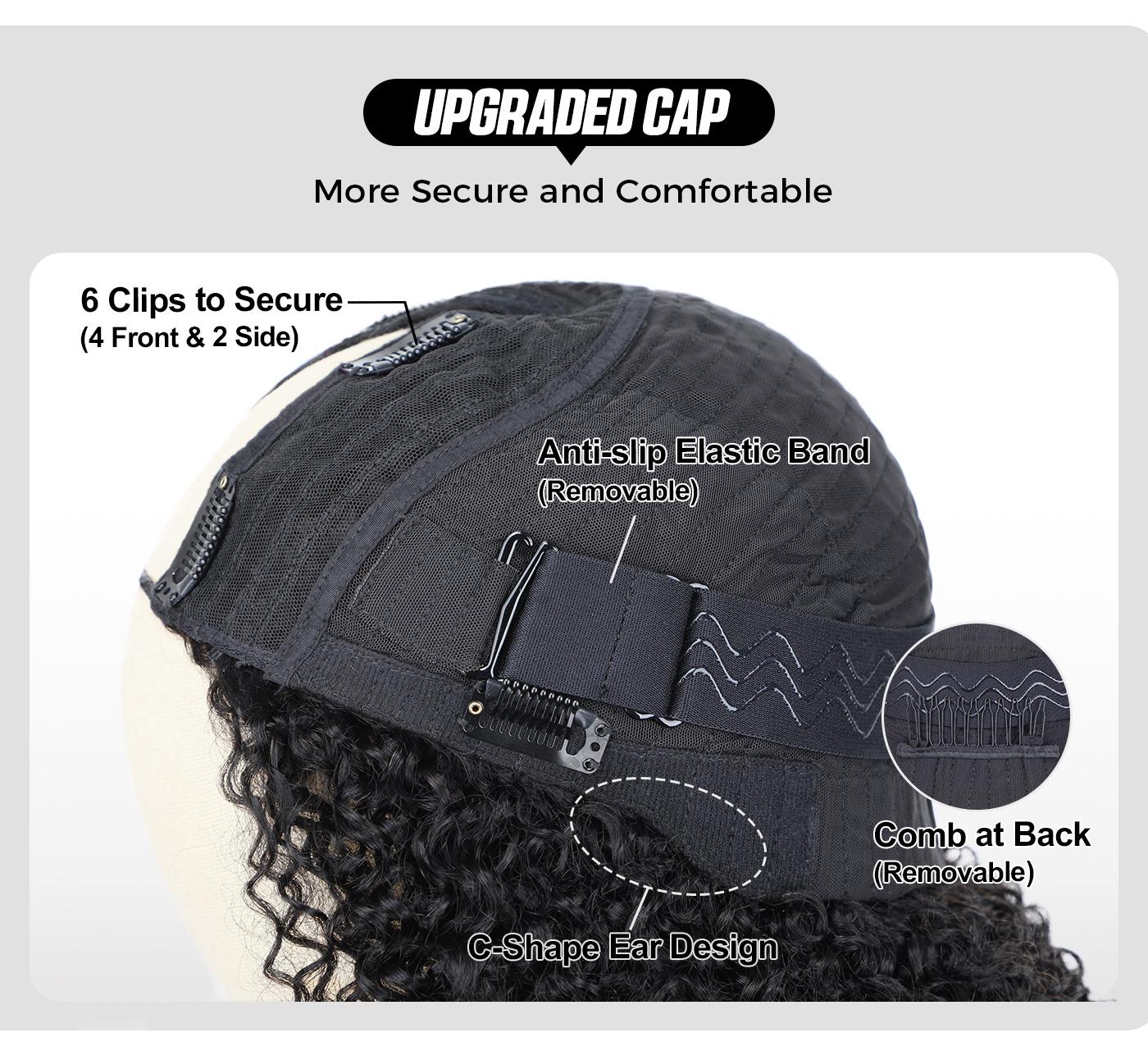 [Limited Deal] OQ HAIR Kinky Straight Hair V Part Wig With Drawstring No Leave Out Thin Part Human Hair Glueless Wigs Beginner Friendly