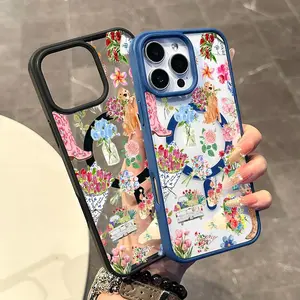 Magnetic Compatible Case for iPhone 17 16 Pro Max 15 Plus 14 13 12 11, Pastel Floral Collage with Boots and Dog Print  Silicone, Lightweight, Aesthetic, Scratch Resistant, and Cute Protection