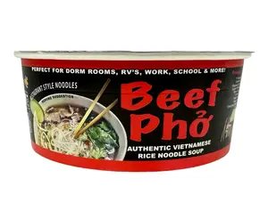 Pholicious Instant Chicken Pho, Vietnamese Rice Noodle Soup, Single Serve 3.6 Ounce Bowls, Ramen Alternative & Fresh Ingredients