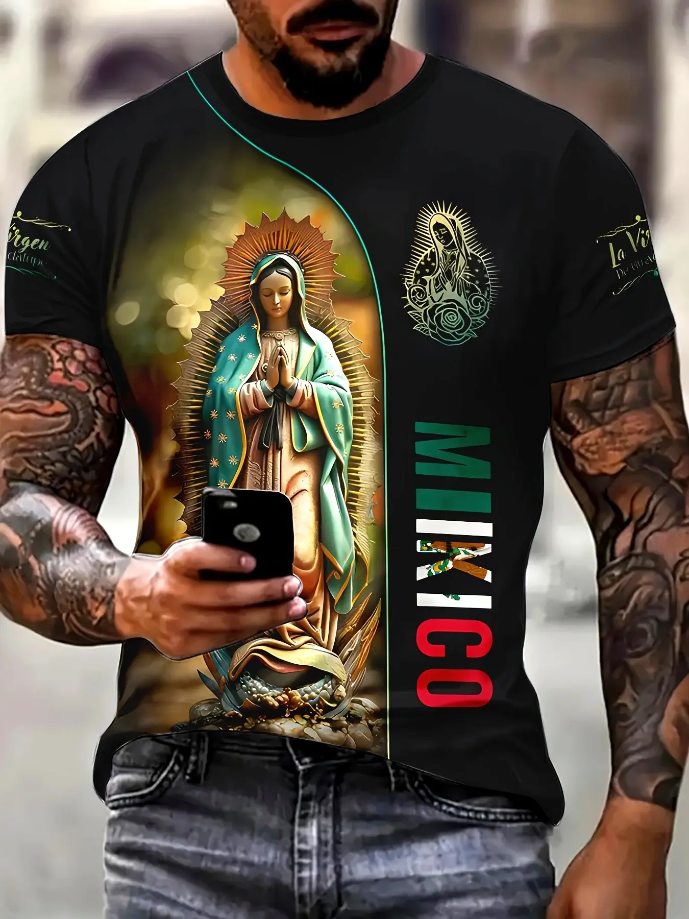 Men's Summer Casual Short Sleeve T-Shirt, Sporty Fitted Design, Striped Ethnic Pattern, All-Season Comfortable Tee, Tops
