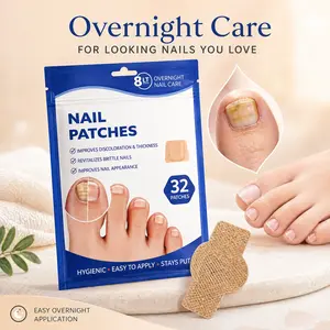 [32 Pcs Extra] Strength Fungal Nail Patches: 8-HourOvernight Repair for Damaged & Yellow ThickenedToenails Visible Results Patches with Long-lasting Antibacterial Protection