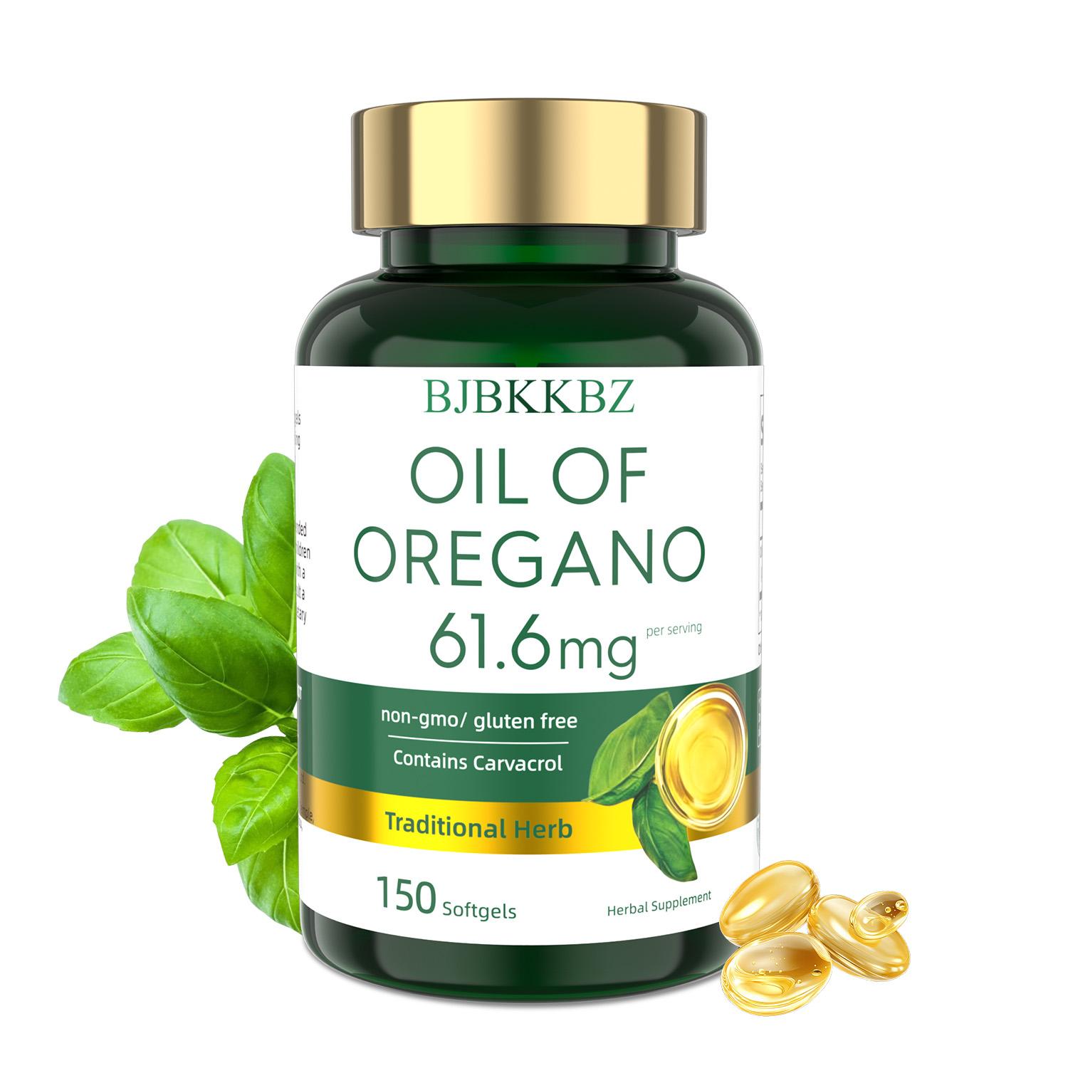 BJBKKBZ Oil of Oregano Softgels, 61.6mg Per Serving with Carvacrol, Non-GMO & Gluten Free Traditional Herbal Supplement, 150 Count