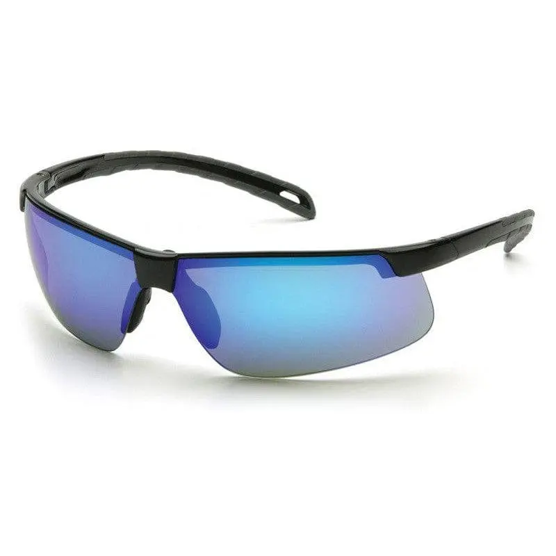 Pyramex Ever-Lite Z87 Safety Glasses - CAN/CSA Z94.3-07 Certified, Black Frame, Ice Blue Mirror Lens, 100% Polycarbonate, Double Layer Coating, 22g, Wraparound Impact & Side Protection, UV Blocking, Unrestricted Vision Work & Home Improvement Gear