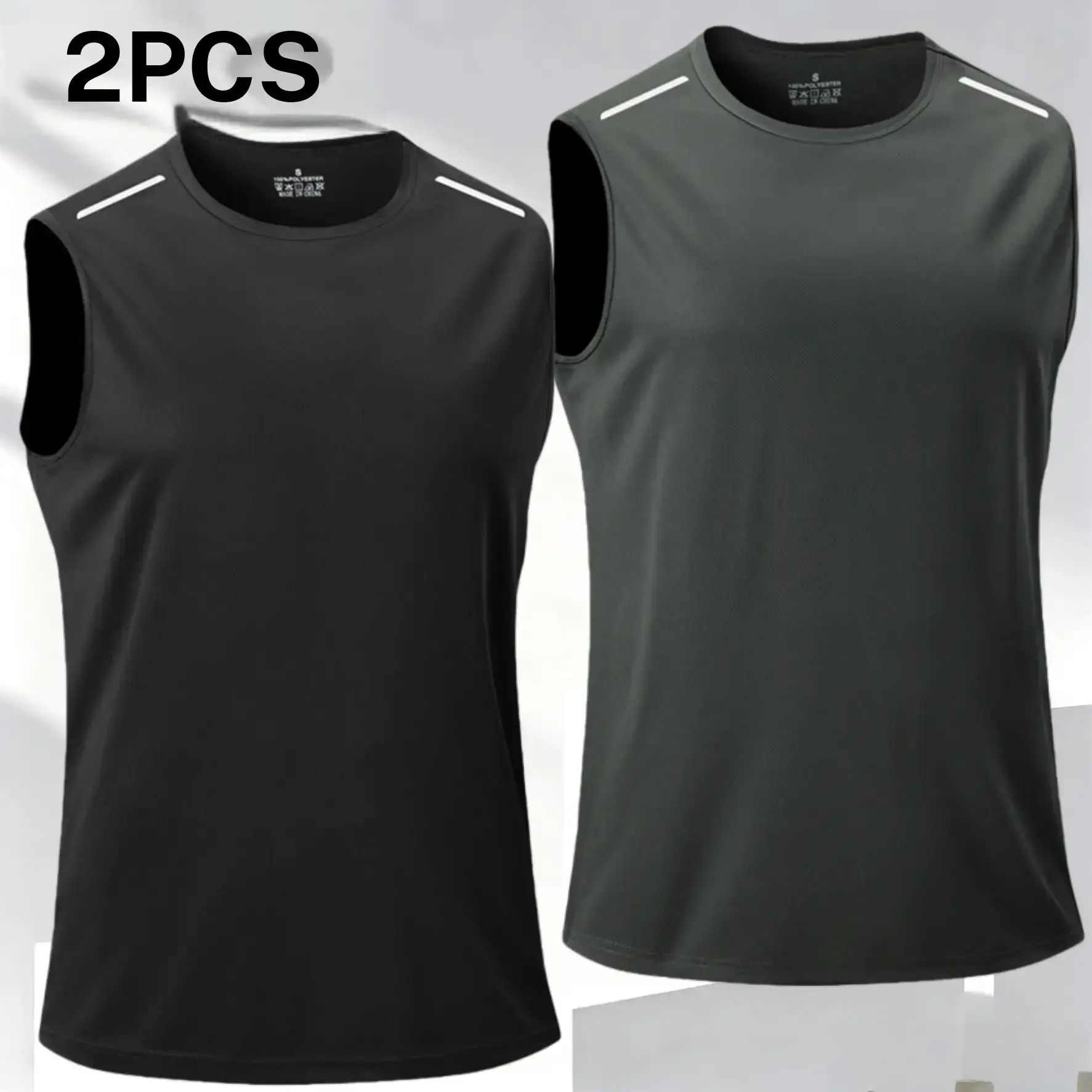 Men's two piece tank top with letter print, casual sports style, featuring the "NIGHT EXERCISE" letter print on the back for trendy details; white label at the shoulder adds a neat look. Sleeveless design keeps it cool and comfortable, breathable and skin