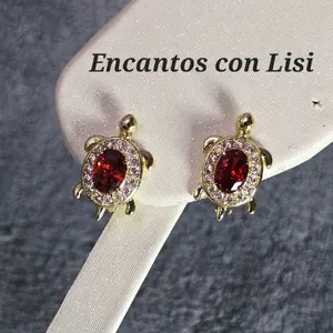 EncantosconLisi #3 "Small Turtle Earrings with Colorful Stones | Cute Animal Jewelry"