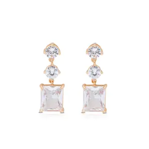 Yours Truly Crystal Dangle Earrings – 18K Gold Plated Cubic Zirconia Drop Earrings for Women, Elegant Minimal Sparkle Jewelry