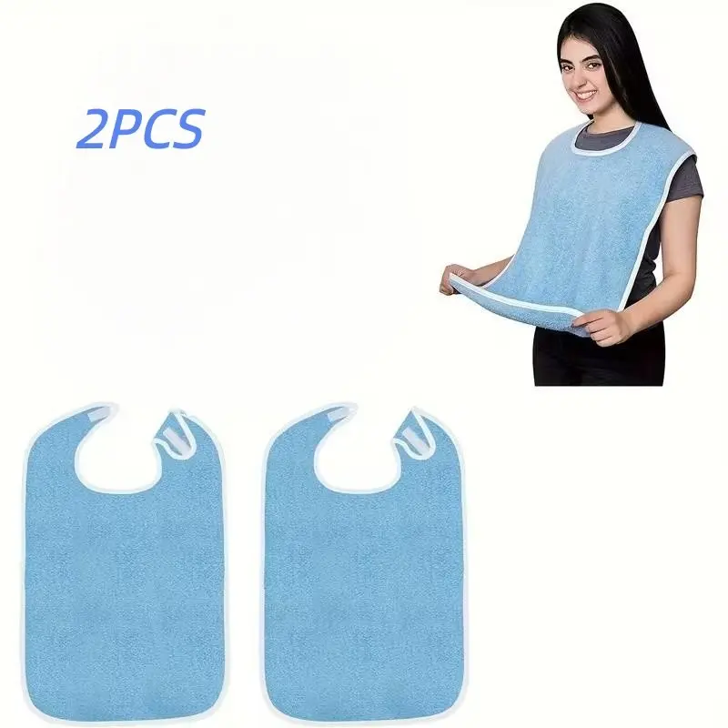 2-Pack Adult Bibs for Seniors and Disabled, Washable Reusable Food Cloths, Clothing Protector for Men Women Elderly, Eating Aids, Apron