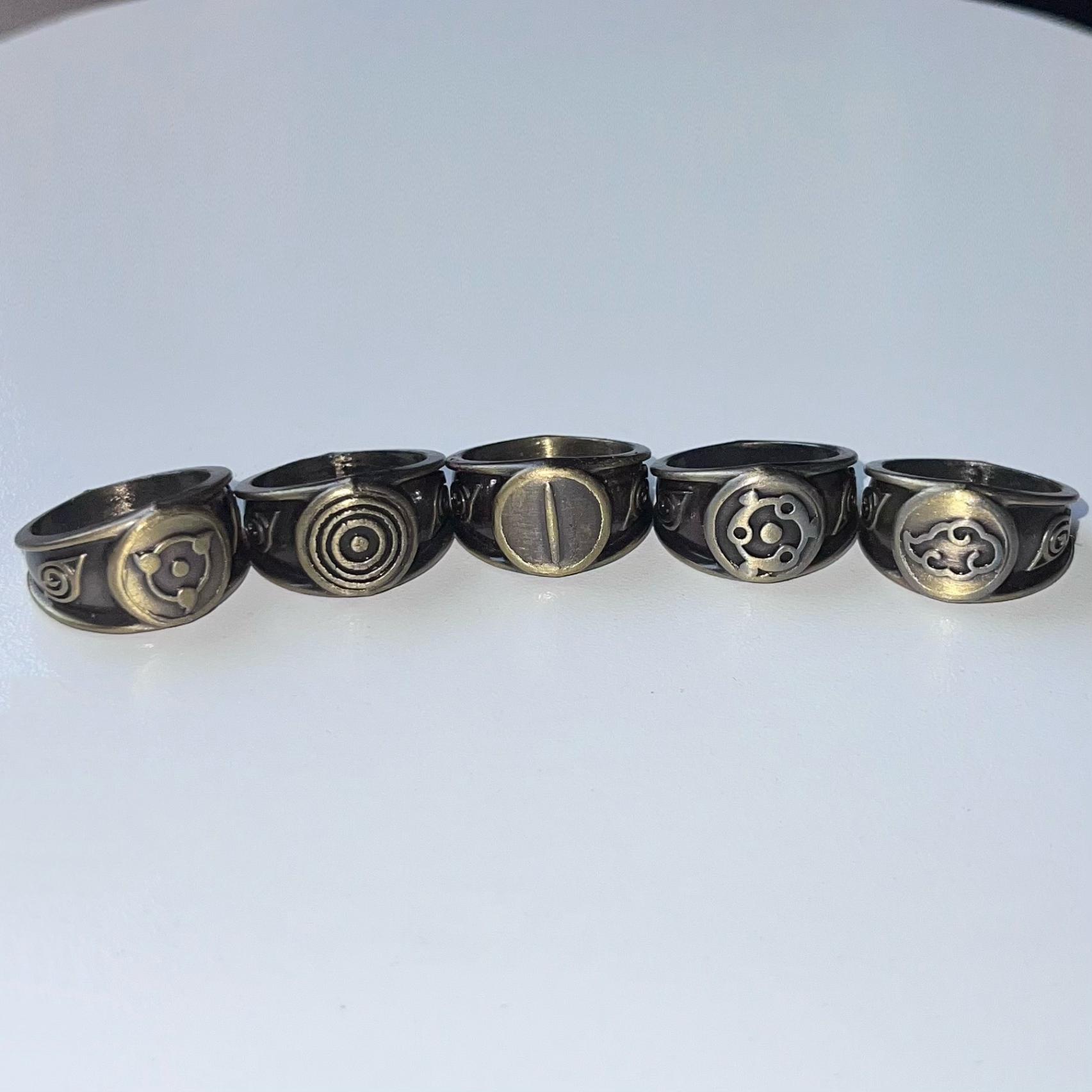 Premium Naruto Akatsuki Rings Set Anime Symbol Rings Collectible Cosplay Jewelry with Gift Box