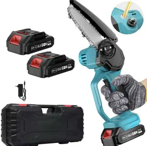 Mini Chainsaw, Mini Chainsaw 6 Inch Cordless with 2 Battery,[2024 Upgrade] Handheld Chainsaw with Auto-Oiler, Electric Chainsaw Cordless Seniors Friendly, Battery Powered For Wood Trees Cutting.Blue Mini Cordless