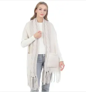 Women’s Fringe Pocket Scarf Blanket | Cozy