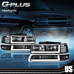 Fit For 1999-2002 Chevy Silverado Led Drl Headlights Parking Signal Lamps