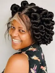 Short Coily Wigs for Women, Gorgeous Fluffy Wigs with Baby Hair Bangs, Synthetic Wigs for Party, Daily Use