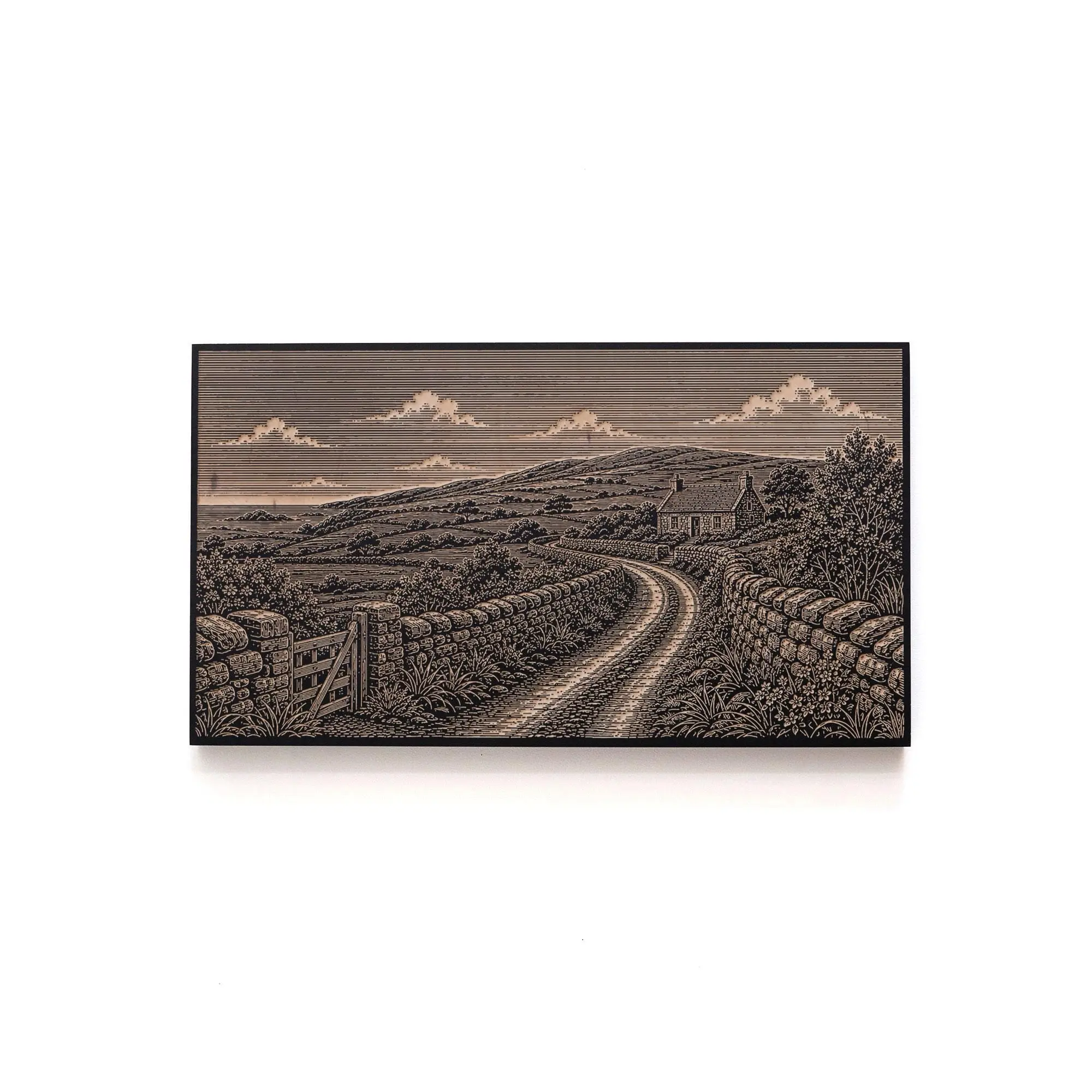 Irish Country Road Engraved Birch Art Panel