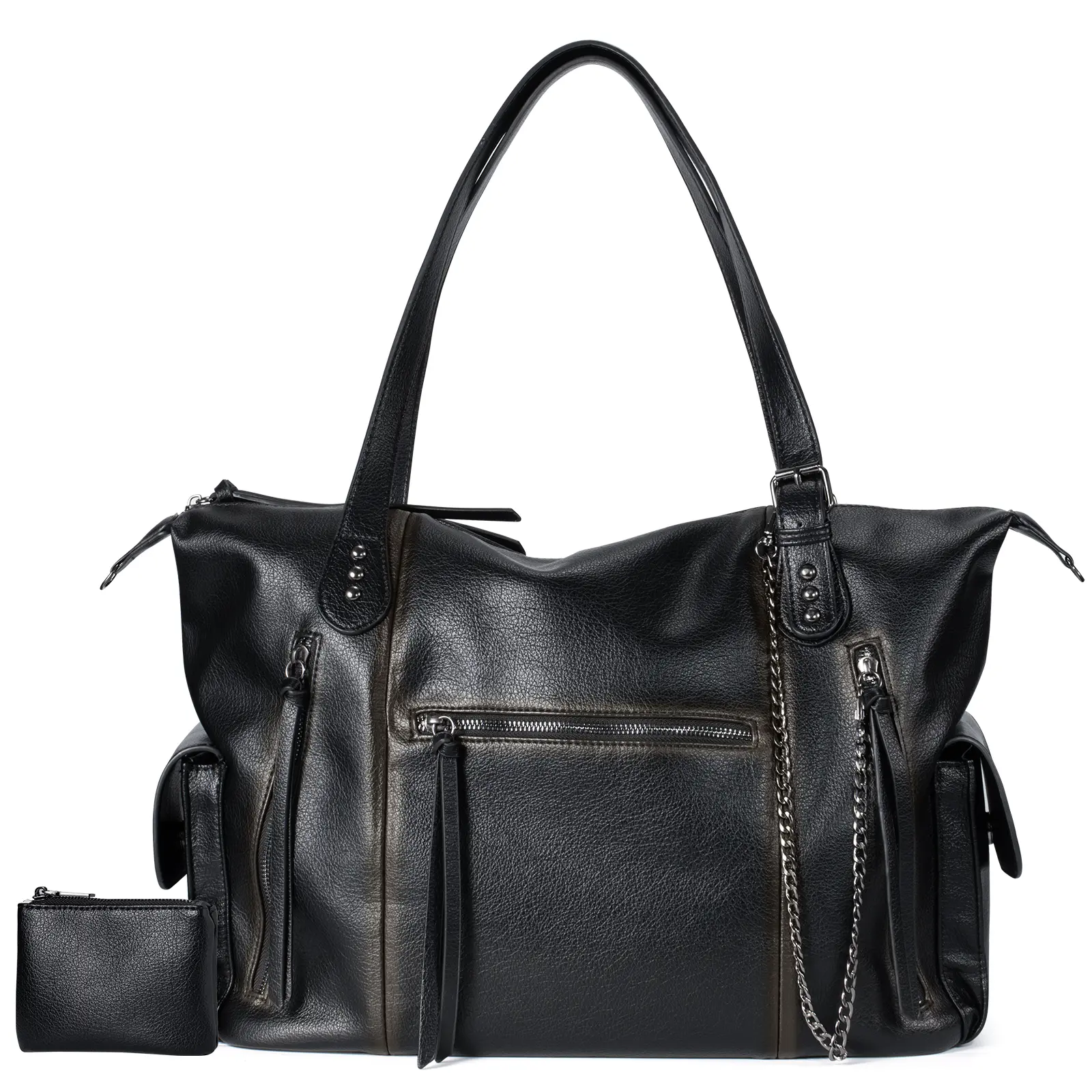 Babysun Hobo Bags for Women, Large Shoulder Bag Laptop Tote Bag Mutipocket Faux Leather Satchel Francis Bag with Small Wallet Adjustable Shoulder Strap