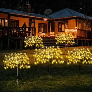 Solar Powered Outdoor Decorative Lights Set, Firework Effect Lighting, 8 Modes, Ideal for Garden Pathway Patio, Firefly Garden Lights
