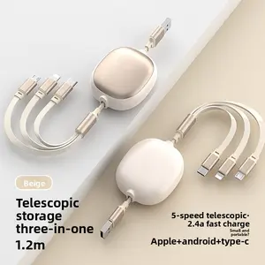 One-to-three retractable data cable fast charging three-in-one USB mobile phone power cable charging cable Multi Charger Cable