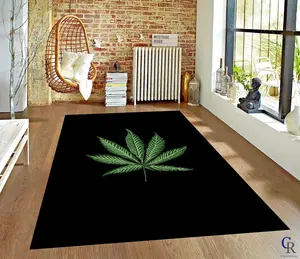 Mary Jane Leaf Weed Marijuana Plant Carpet Theme Oriental Area Rug