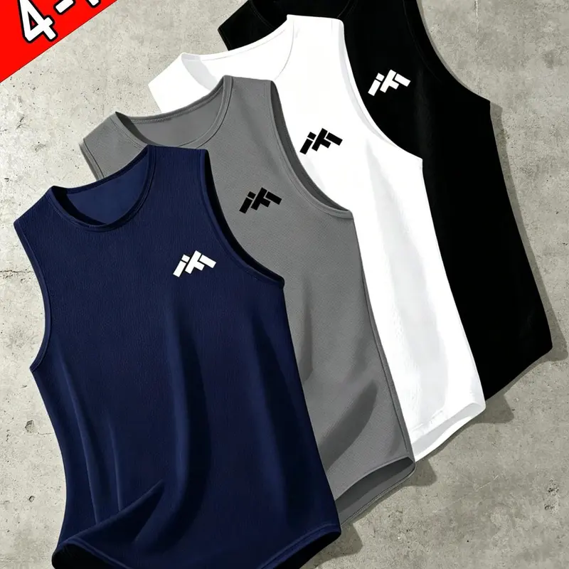 4-Pack Casual Quick-Dry Tank Tops, Athleisure Tank, fitness sports tank, Activewear Pieces, Summer Sleeveless Workout Shirts, Breathable Comfortable Skin-Friendly Fabric, Ideal for Gym, Running, Home and Outdoor Activities