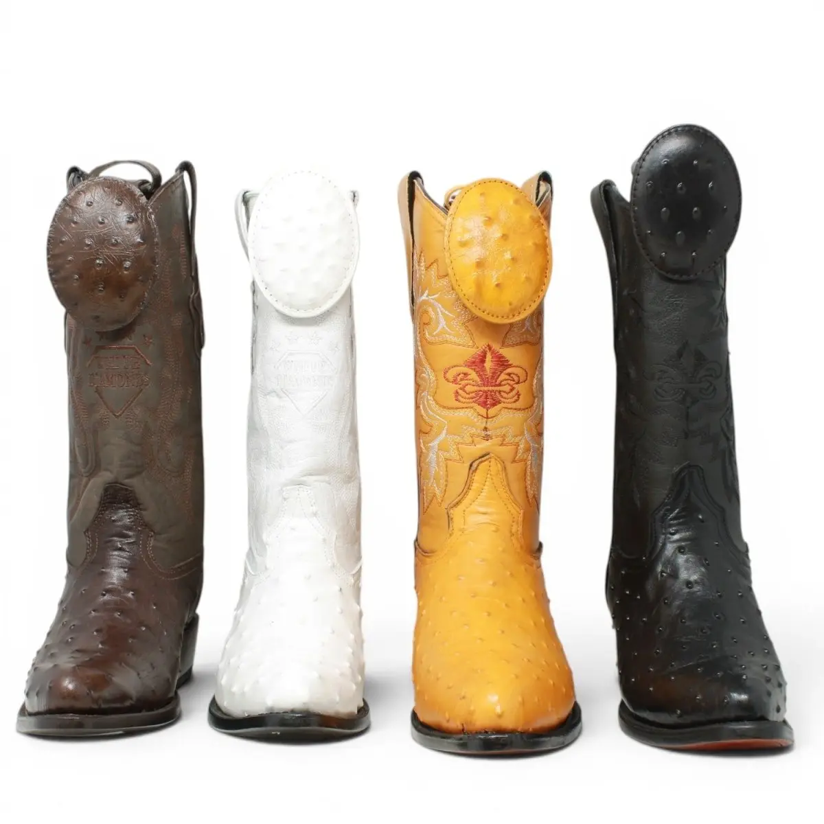 Mens Leather Boots J-Toe Animal Print - White Diamond 