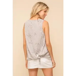 Hem & Thread Grey Star Burnout Split Back Tank