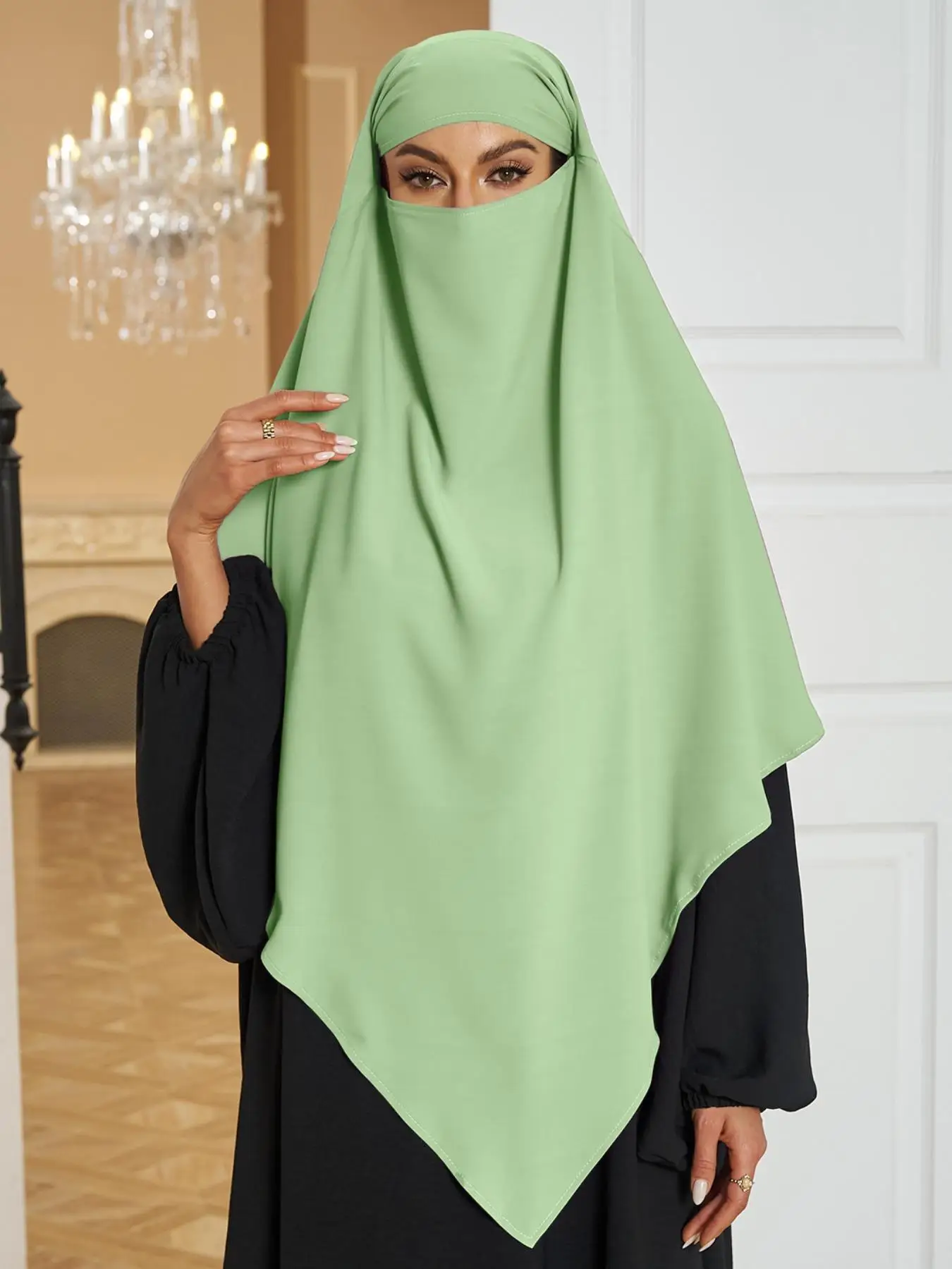 Women's Solid Color Cut Out Hijab, Modest Casual Comfortable Breathable Prayer Hijab, Women's Islamic Clothing Accessories for All Seasons