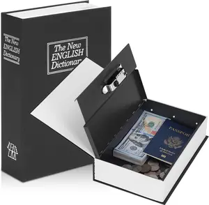 Diversion Book Safe with Combination Lock, Secret Safe Metal Lock Box, Money Storage Collection Box, 9.5" x 6.2" x 2.2" Black
