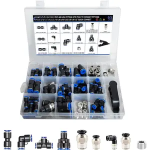 65 count Quick Connect Air Hose Fittings Kit - 1/8" to 1/2" NPT Thread Push To Connect Fittings