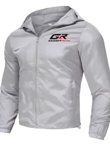 Gazoo Racing Hooded Windbreaker, Performance Motorsport Brand Jacket, Slim-Fitting Casual Wear, Ideal for Car Enthusiasts & Race Fans