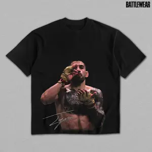 Ilia Topuria Sipping A Cup Of Tea UFC Heavy Cotton T-shirt MMA Fight Night Fan Appare Winning Celebration Tee DTG Printed Casual Classic Casual Soft Unisex Vintage Streetwear Graphic Tee