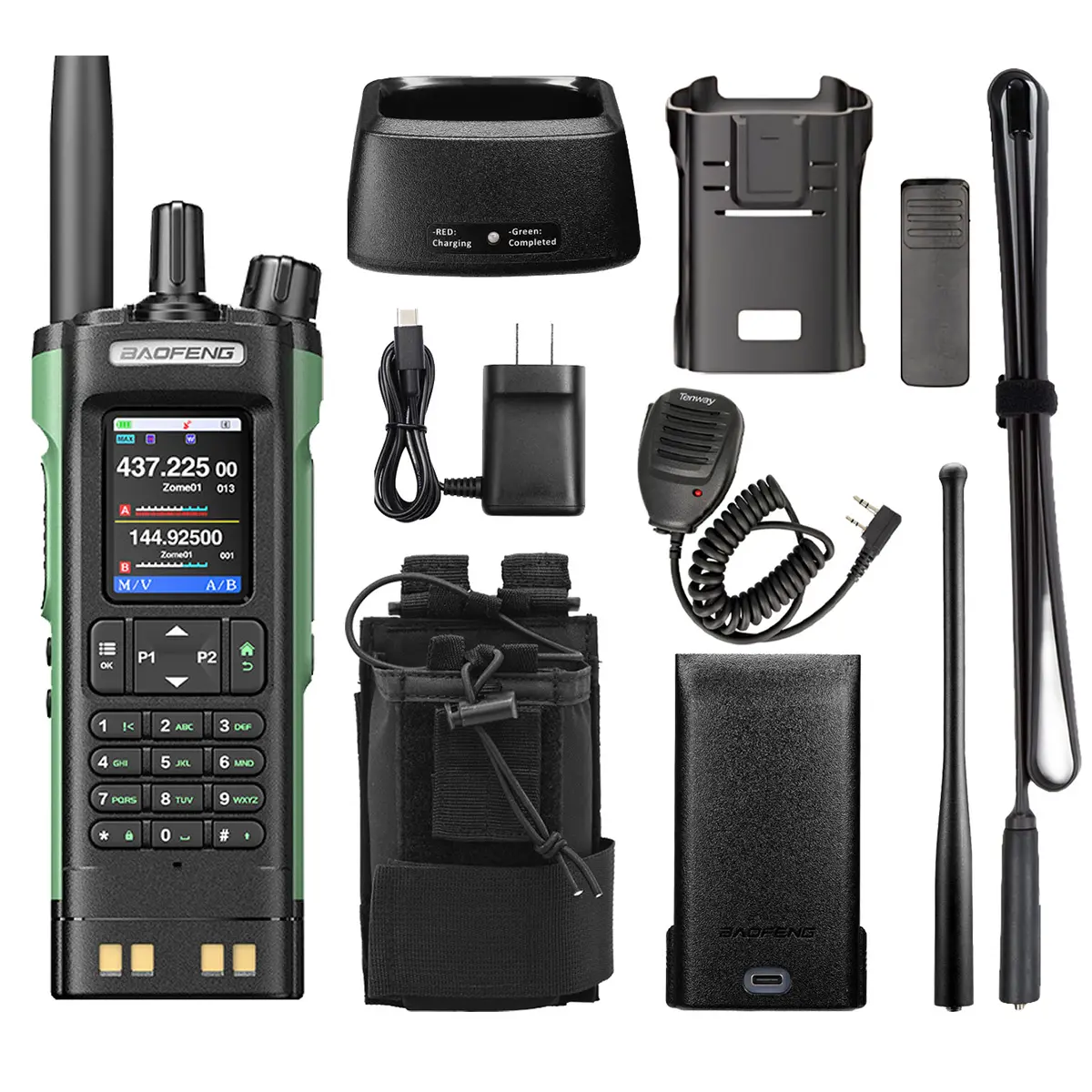 BAOFENG DM32 DMR 10W Adjustable Long-Range Portable Ham Radio (1PCS, Black) - Rechargeable, GPS APRS NOAA Satellite Positioning, Type-C USB Port, Frequency Programming, Durable Audio, Wireless Radio Kit, Versatile Monitoring