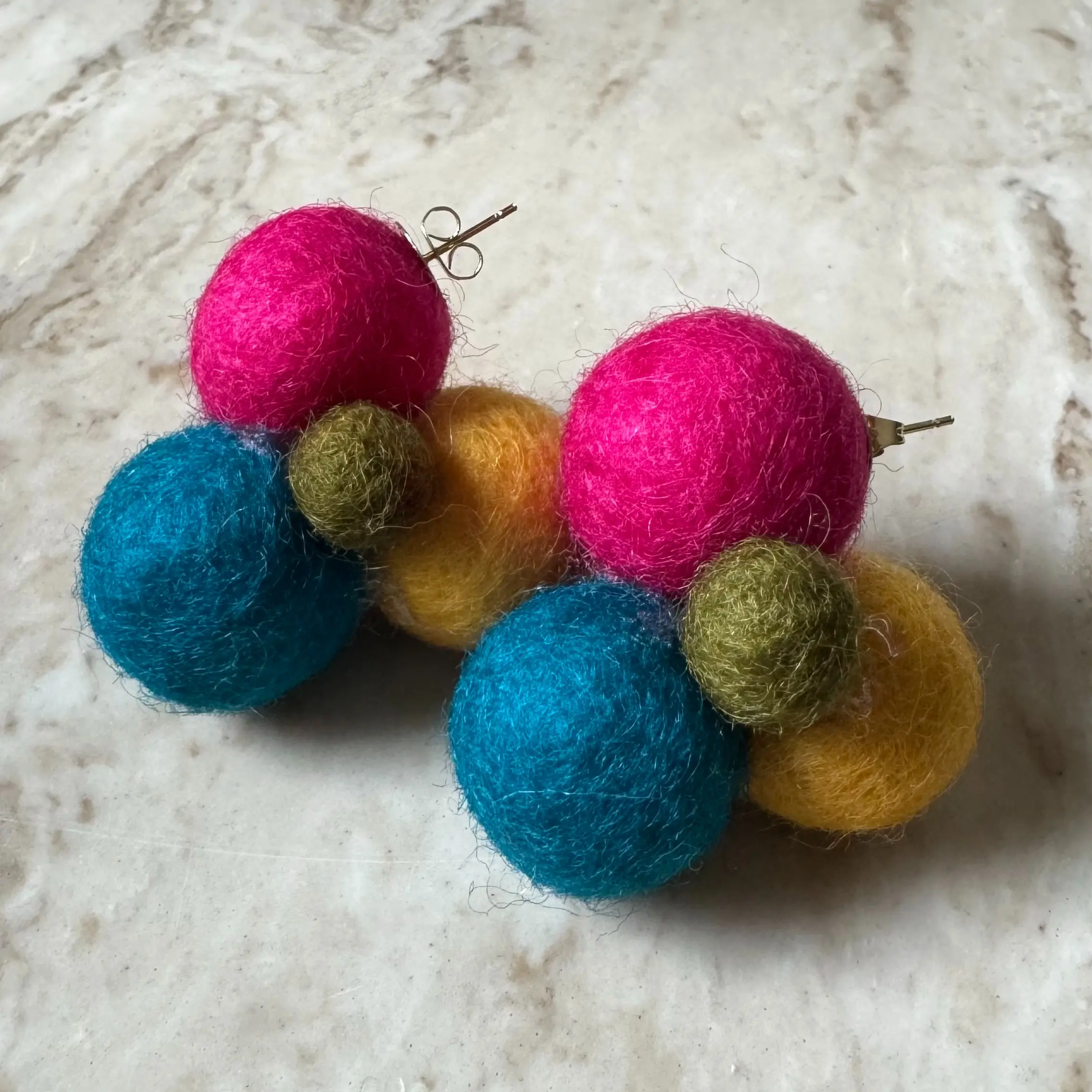 Handmade Felt Pom Pom Earrings | Colorful, Fun & Lightweight | Perfect for Every Occasion!