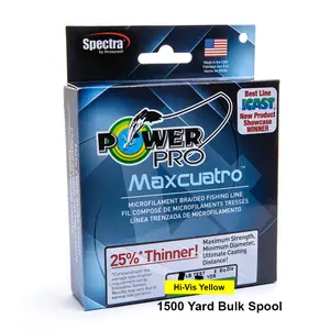 Power Pro Maxcuatro Spectra Hi-Vis Yellow Braided Line 1500 yard Bulk Spool