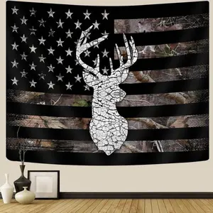 Western Tapestry, Black White American Flag Tapestry, Country Deer Hunting Camo Tapestry for Men Guys Room Decor,valentine's gift for bfwall decor flags