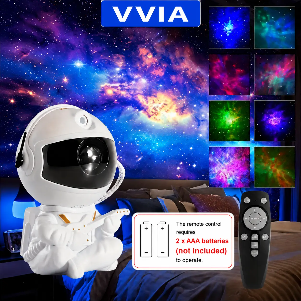 Astronaut Space LED Light Projector with Guitar - USB Powered, Room Transformation, Party Use, Ideal Gift for Electronics Enthusiasts, Audio