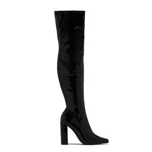 Ericka Block Heel Over The Knee Boots - Black