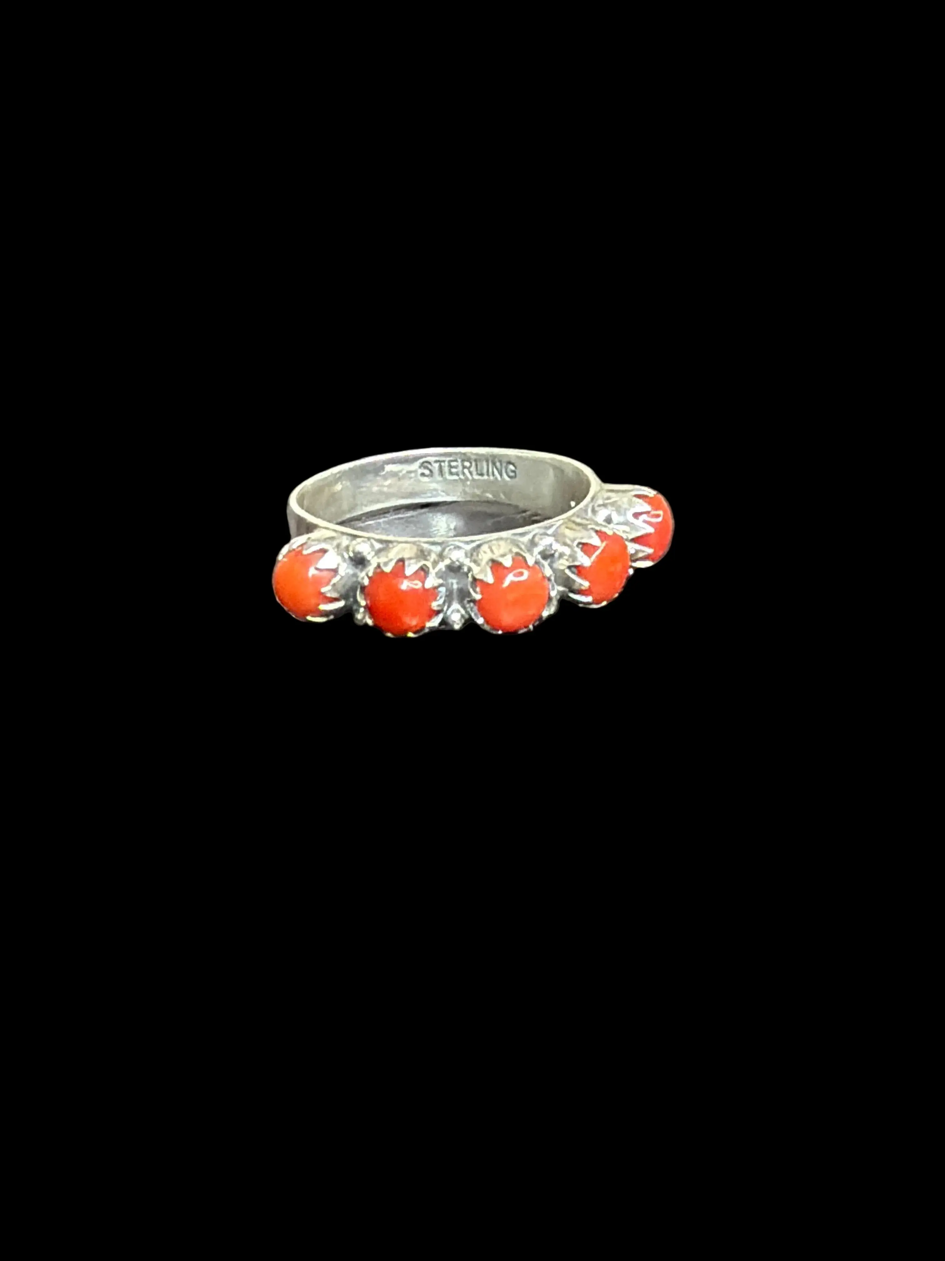 Handcrafted Multi-Italian Coral Ring - size 9