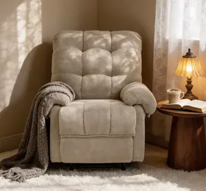 Dark Gray/Army Green/Camel Recliner Chair, Overstuffed Armchair, Manual Recliner, Living Room Seating, Reading Chair, Padded Footrest, Home Theater Seating, Ergonomic Lounge Chair, Soft Fabric Recliner, Furniture