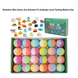 Vremou Bath Bombs for Kids with Surprise Toys Inside 24pcs Box Natural Organic Bubble Bath Fizzy Birthday Gift for Baby Girls Boys