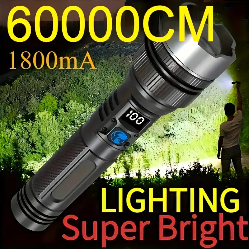 Rechargeable Super Bright LED Flashlight with Digital Display Adjustable Zoom Type-C Charging IP65 Durable Camping Emergency Light for Outdoor Activities