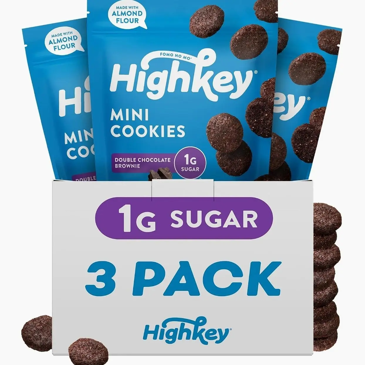 HighKey Low Carb Keto Brownie Bites - Keto Snack Low Carb Snack Sugar Free Chocolate Protein Cookies Sugar Free Snacks Gluten Free Snack Keto Friendly Food Healthy Snacks Keto Dessert Diet Snacks 3pk