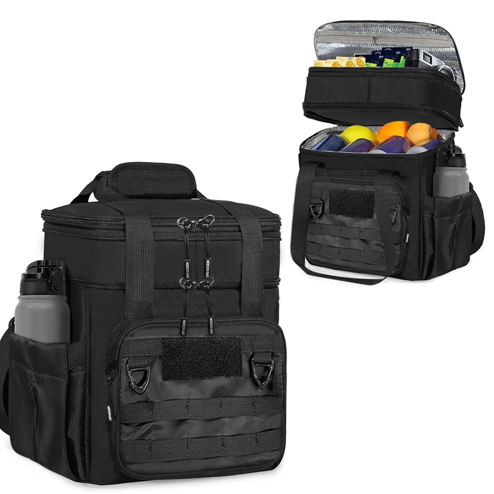 Black Large Insulated Lunch Bag Multi-layer Reusable Portable Cooler Bag Leakproof Soft Expandable Suitable for Work/Adults/Picnic/Outdoor