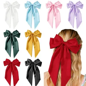 Hair Bows for Women Girls 8 PCS Hair Ribbon Bow Hair Clips with Long Tails Vintage Hair Accessories for Women