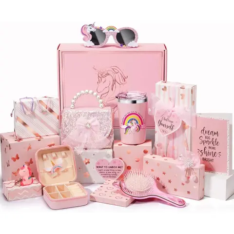 Magical Unicorn Gift Box for Teen Girls - Festive Birthday & Christmas Present with Insulated Water Bottle, Kids Stuff for Girls, Daughter-Niece Teen Gifts Boxes