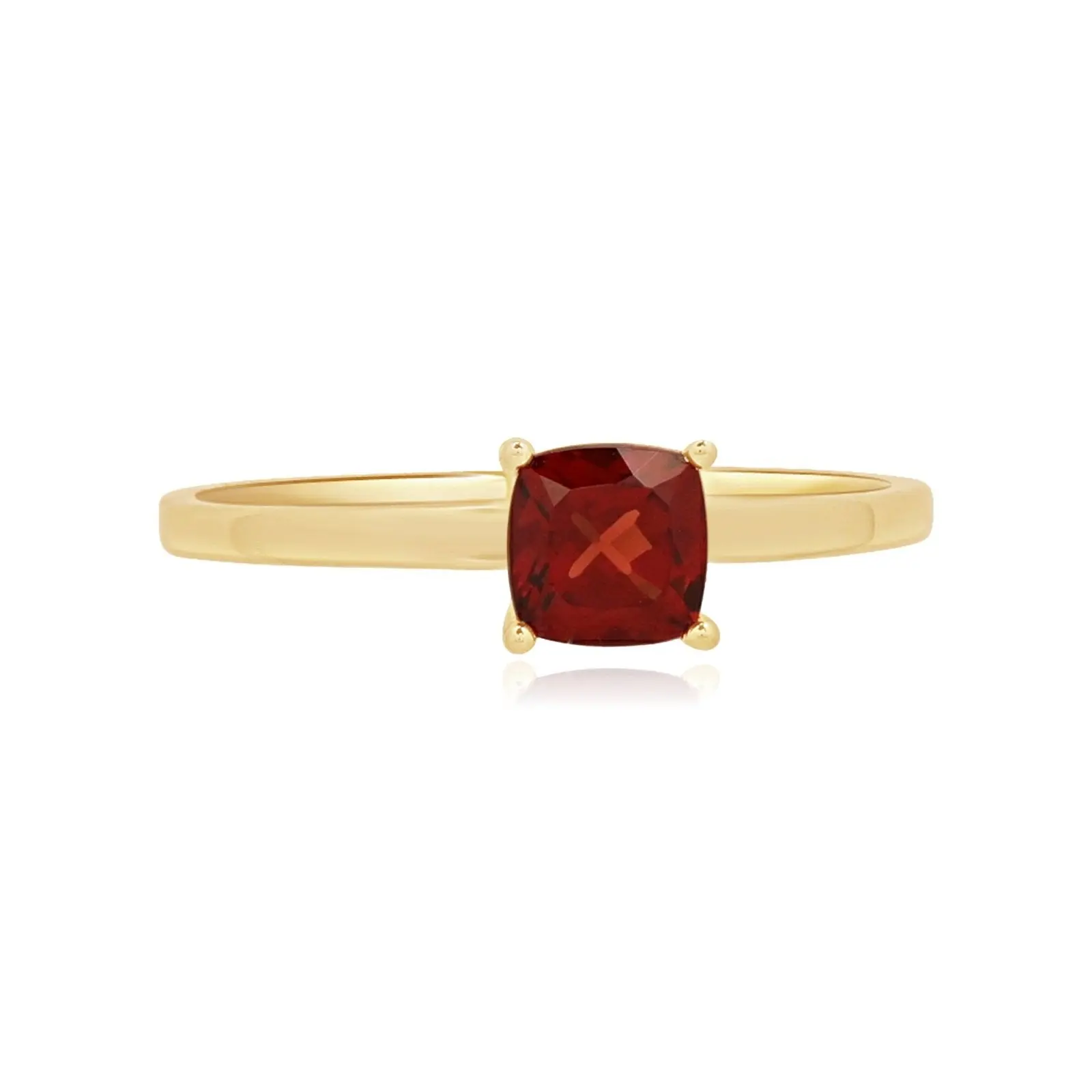 Cushion Cut Garnet Cocktail Ring in Solid 14k Yellow Gold