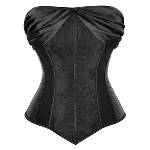 Women's Corset Bustier Top Lace up Gothic and Vintage inspired and Zipper Design Suitable for Burlesque Floral Victorian and Renaissance Themed Outfits Plus Size  Red Black White