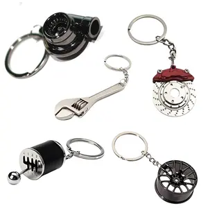 5pcs Car Lovers Key Chains Set With Manual Gear Shifter, Wheel Rim, Spanner, Turbo, Brake Disc Keychain, Creative Car Accessories Keychain, Idea Gift For Christmas Halloween Father'S Day Car Enthusiasts