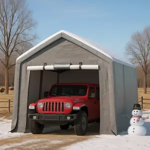 Gray 6x8FT Outdoor Portable Storage Shed with Roll-Up Doors & Vent, 240G Heavy-Duty Shelter Waterproof PE Tarp, UV-Resistant Storage Sheds for Motorcycle, Firewood, Garden and Tools