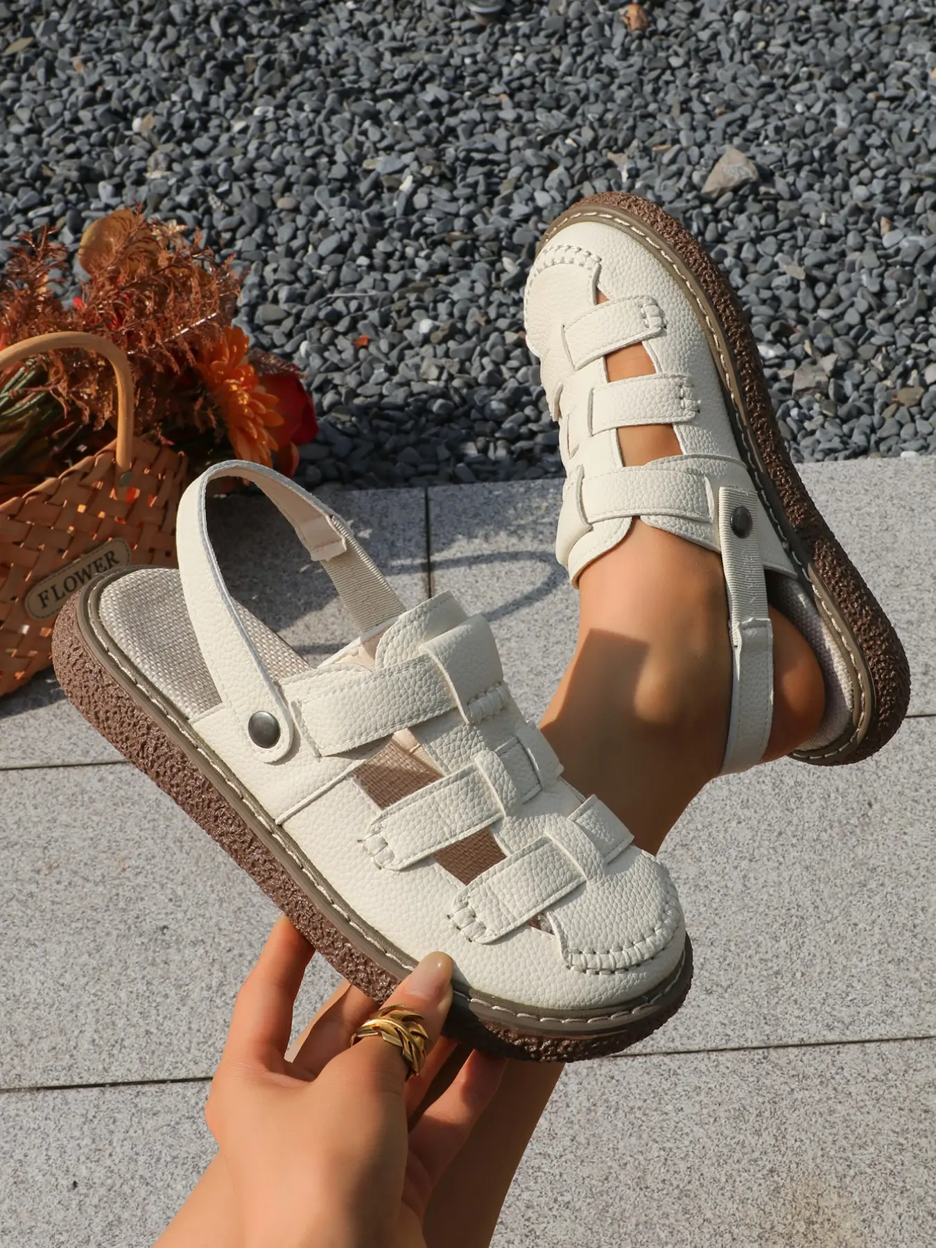 Women's Alligator Pattern Open Toe Roman Sandals, Casual Sandals, Vintage Forest Style Summer Two-Wear Soft Sole, Pregnancy Friendly Shoes, Casual Summer Footwear