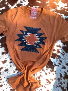 DISTRESSED AZTEC RUST TEE Vintage Graphic