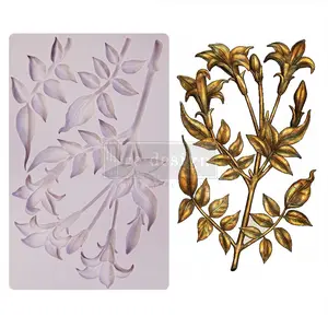 Redesign with Prima Redesign Decor Moulds® - Lily Flowers - 8"x5", 8mm thickness Copyright #VA0002314255 For Furniture molding trim , Wall trim,3D Clay Moulding ,3d Resin mould, Soap Mold, Candle Mould